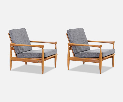 Erik Worts "Kolding” Oak Lounge Chairs for IKEA