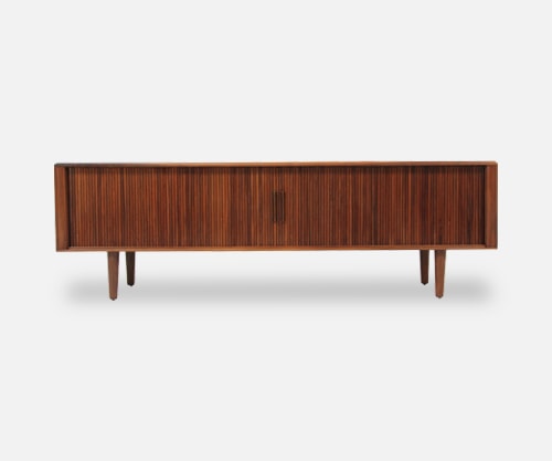 Mid-Century Low-Profile Tambour Door Credenza by Barzilay