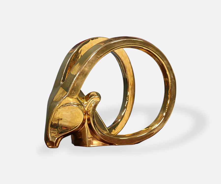 Mid-Century Cubist Ibex Head Sculpture by Jaru of California