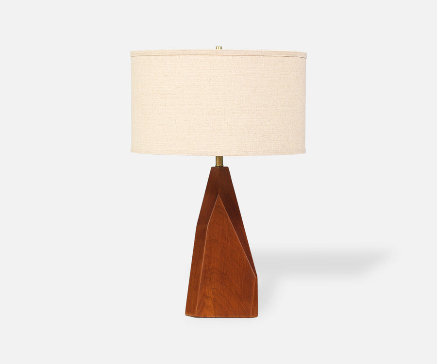 Mid Century Geometric Walnut Table Lamp