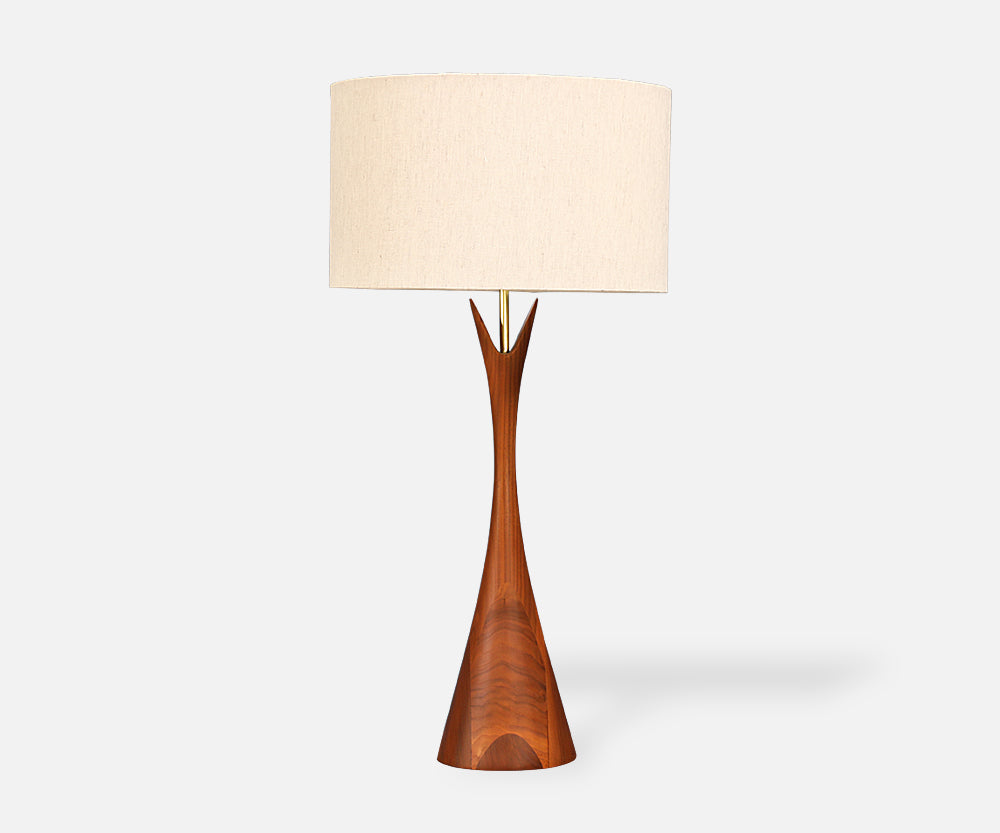 Mid Century Sculpted Walnut Table Lamp