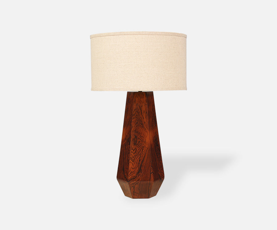 Mid Century Rosewood Sculptural Hexagonal Table Lamp