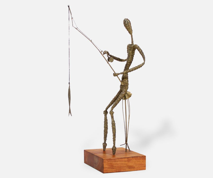 Mid-Century Modern Abstract Fisherman Sculpture