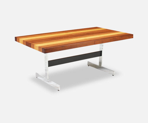 Milo Baughman Multi-Wood & Chrome Dining Table for Directional