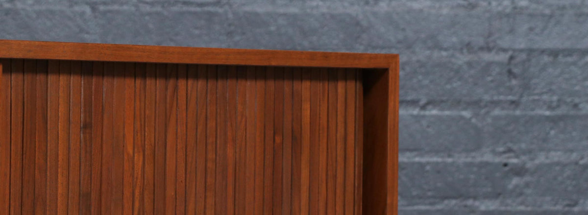 Californian Modern Low Profile Tambour-Door Credenza by Milo Baughman