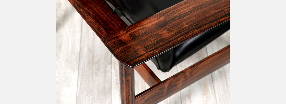 Nordic Modern Sculpted Rosewood Reclining Lounge Chair