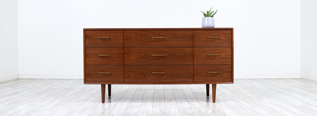 Mid-Century Modern Dresser with Brass Accent Pulls for Guild of California