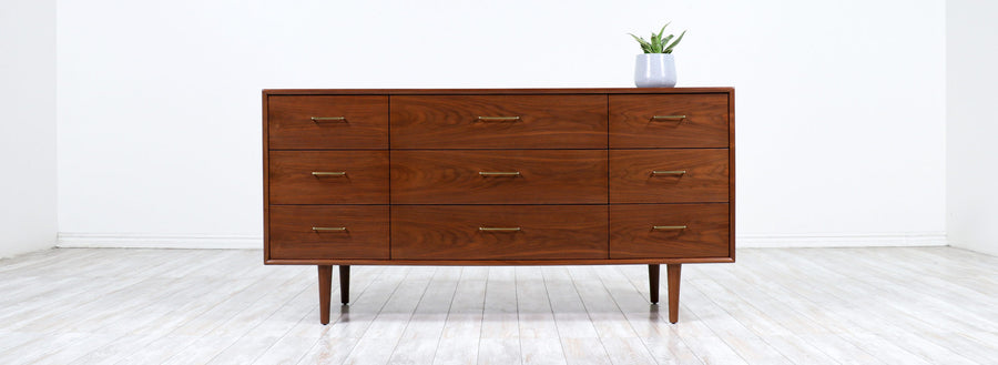 Mid-Century Modern Dresser with Brass Accent Pulls for Guild of California