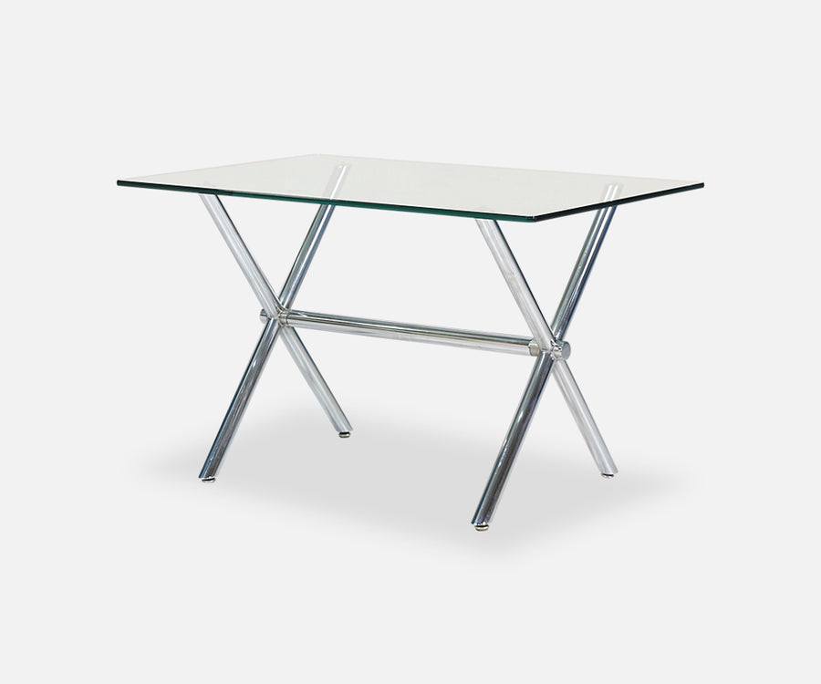 Modern Chrome “X” Base Side Table