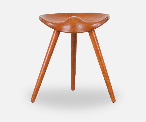 Mogens Lassen Tri-Legged Teak Stool for K. Thomsen