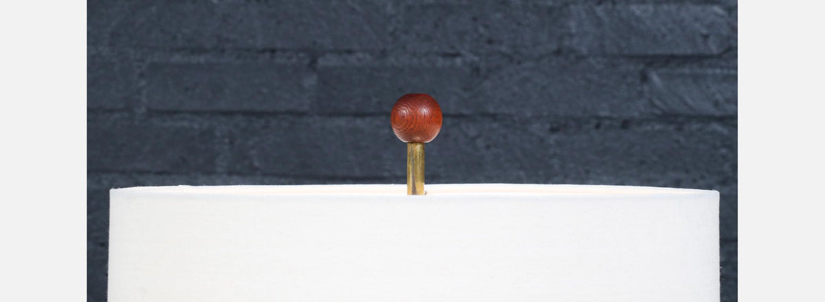 Laurel Sculptural Rosewood & Brass Table Lamp
