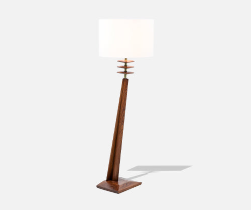 Mid-Century Modern Sculpted Floor Lamp with Brass Accents 