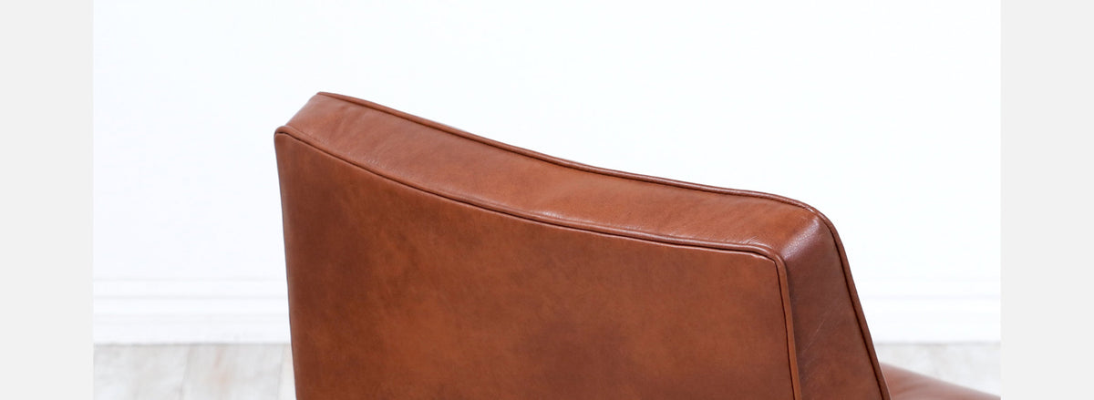 Edward J. Wormley Cognac Leather Slipper Chairs for Dunbar
