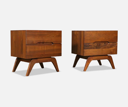 Mid-Century Californian Modern Sculpted Walnut Night Stands