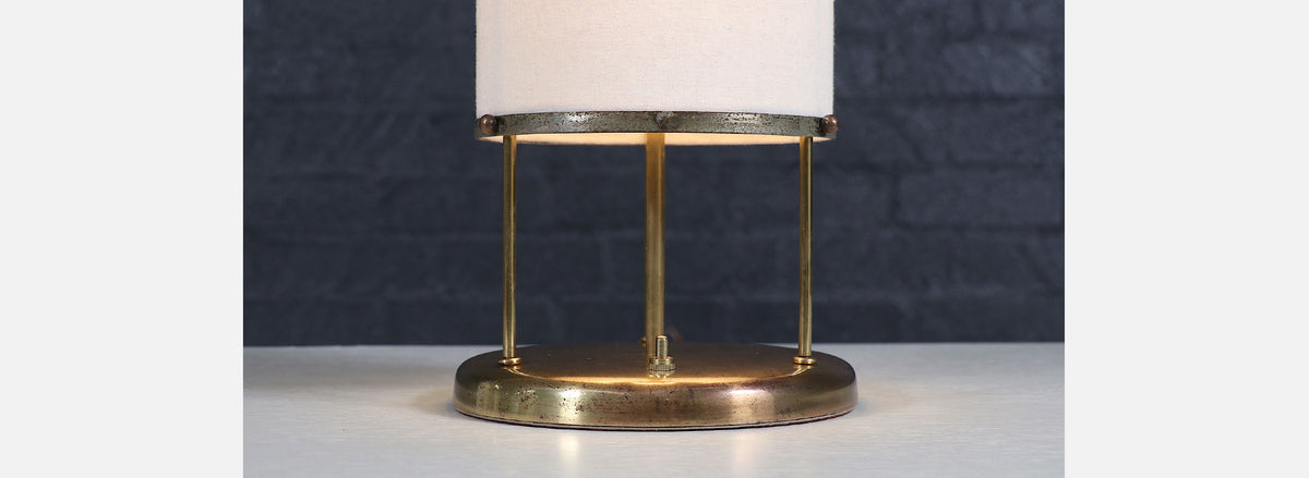 Mid-Century Modern Trident Column Style Brass Table Lamp