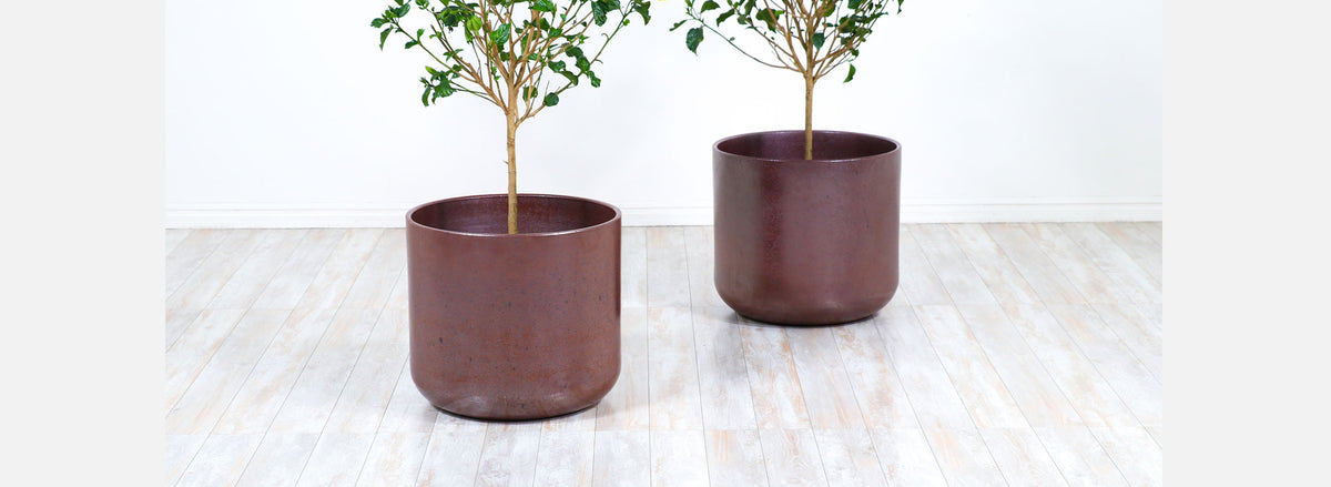 Large Malcolm Leland & David Cressey Studio Planters with Pro Artisan Stoneware & Rust Glaze