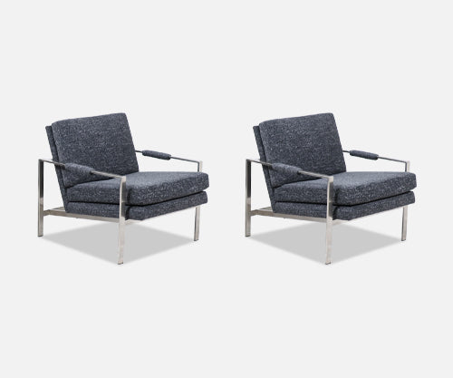 Milo Baughman Steel Lounge Chairs for Thayer Coggin