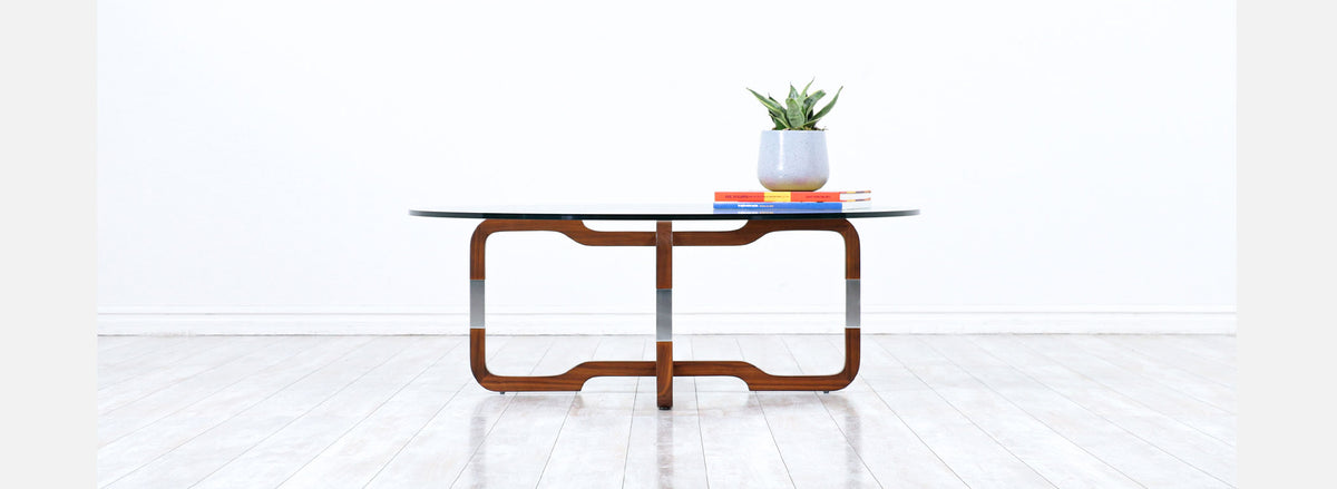 Mid-Century Modern Sculpted Walnut Coffee Table by Brown Saltman