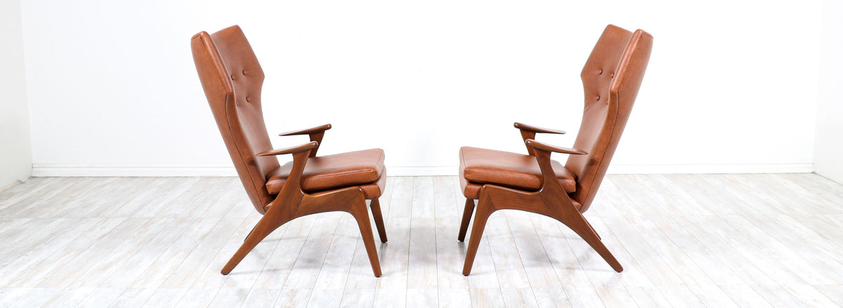 Kurt Østervig Cognac Leather Wing Chairs for Rolschau Mobler