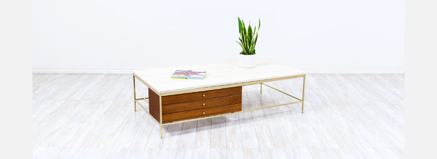 Paul McCobb "Irwin Collection" Travertine Stone Top Coffee Table