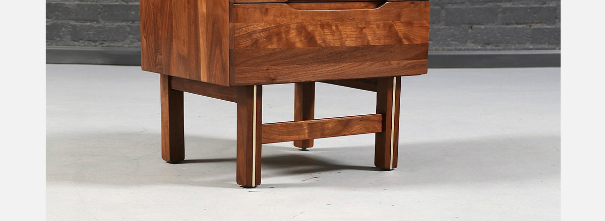 Mid-Century Modern Walnut Night Stands w/ Metal Accents