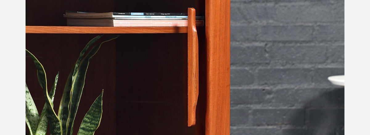 Bernhard Pedersen and Son Teak & Glass Bookcase Credenza