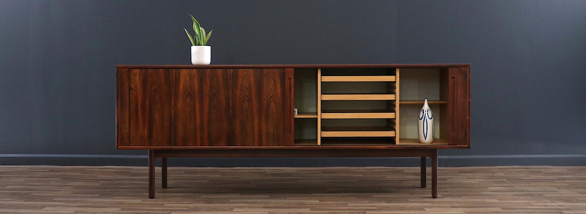 Danish Modern Rosewood Tambour-Doors Credenza by Georg Petersens