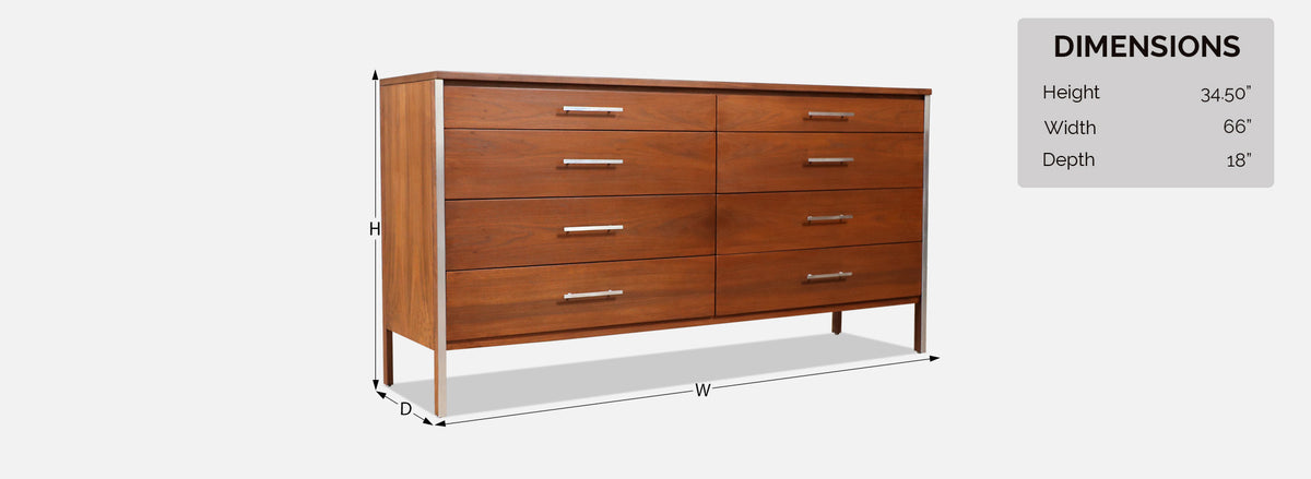 Paul McCobb "Linear Group" Dresser w/ Steel Accents for Calvin Furniture
