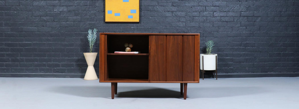 California Modern Tambour-Door Credenza by Barzilay