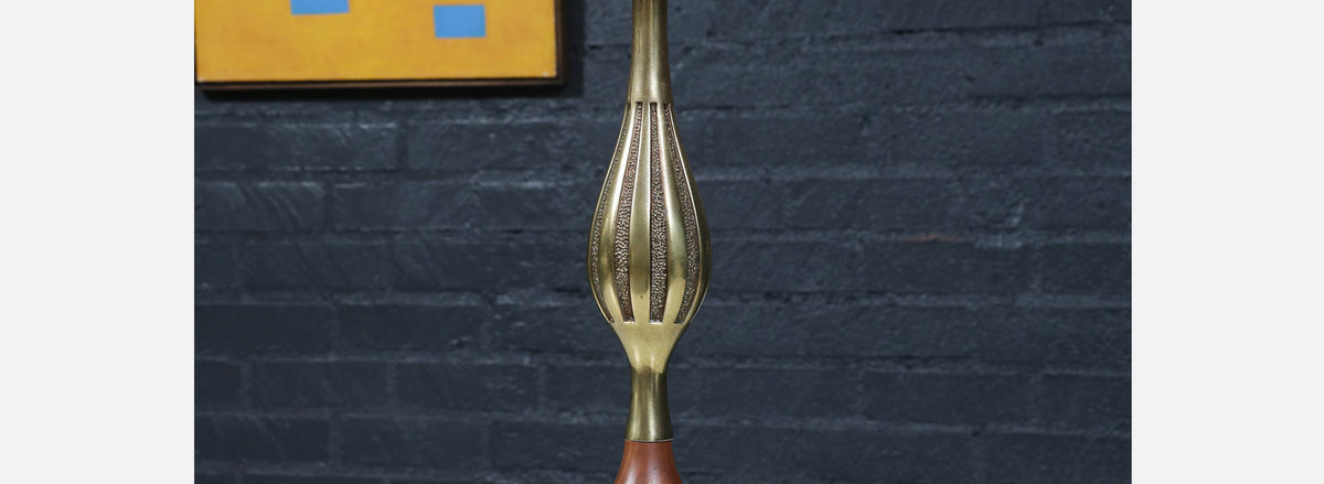 Tony Paul Sculpted Brass & Walnut Table Lamps for Westwood Industries