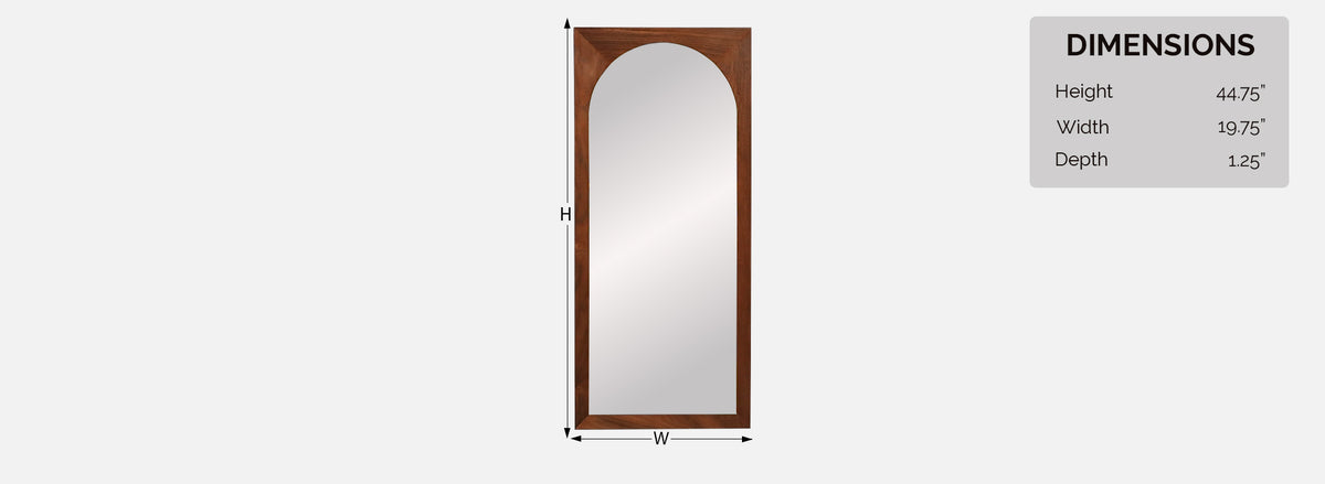 Mid-Century Modern Sculpted Walnut Beveled Frame Arch Mirror