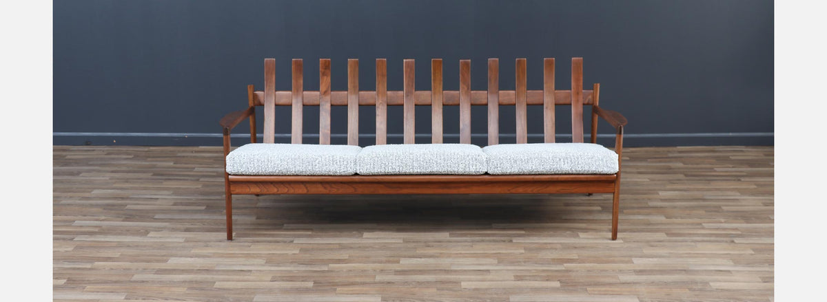 Ib Kofod-Larsen Sculpted Exoskeleton Walnut Sofa for Selig