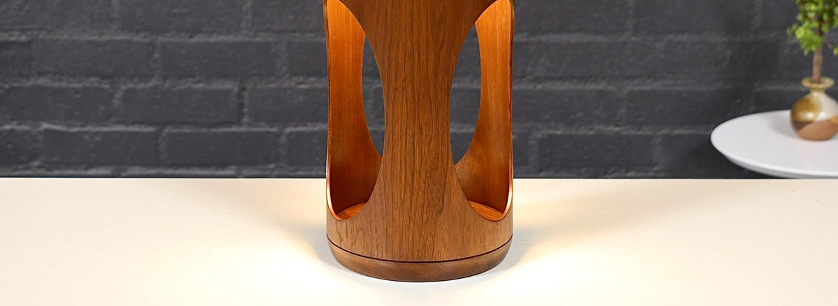 Arthur Jacobs Korina Wood Cylinder Table Lamp for Modeline of California