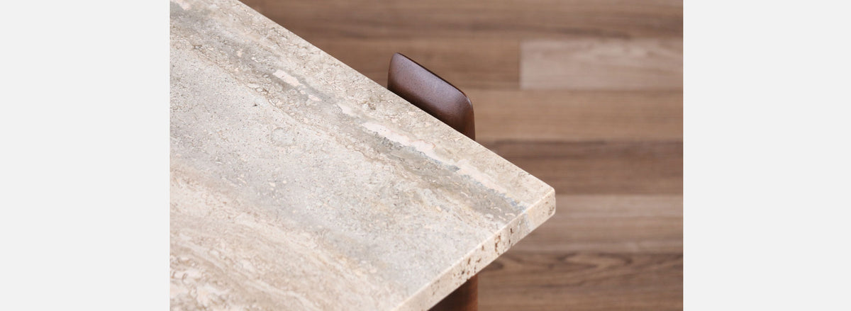 Gio Ponti Sculpted Walnut & Travertine Coffee Table for Singers & Sons
