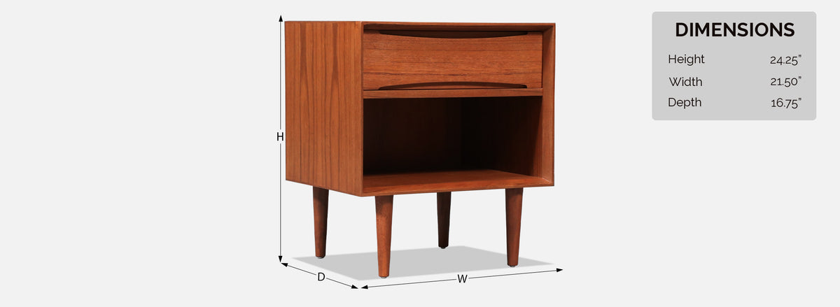 Danish Modern Teak Night Stand w/ Bookcase by Dyrlund