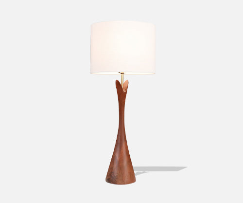 California Modern Sculpted Walnut Table Lamp by Modernera Co. 