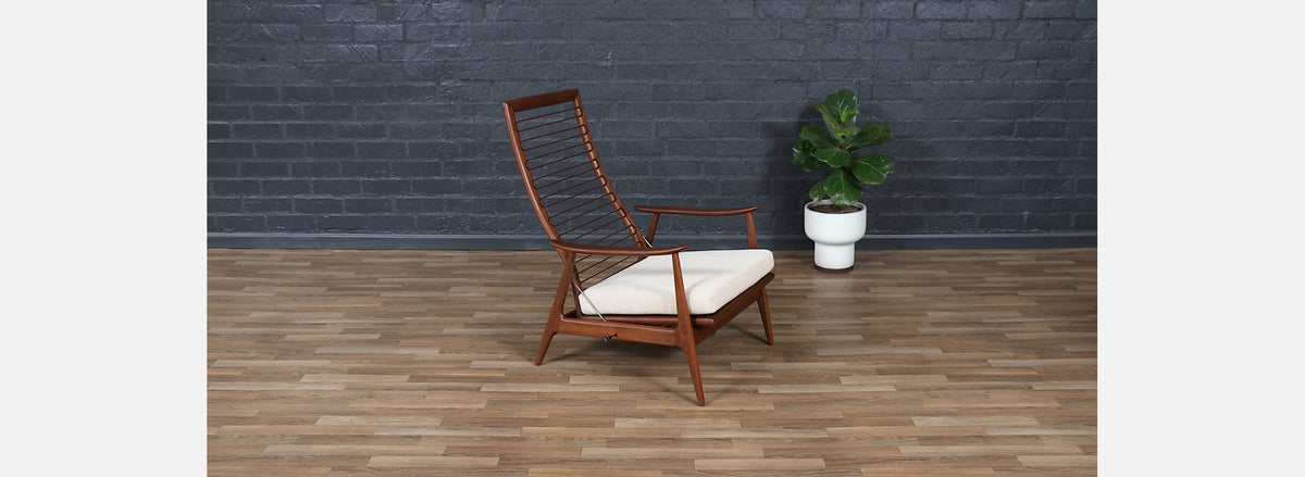 Milo Baughman Sculptural Walnut Reclining Chair for James Inc.