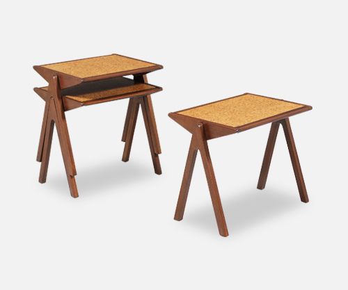Bob Roukema Cork Top Nesting Tables for Jon Jansen