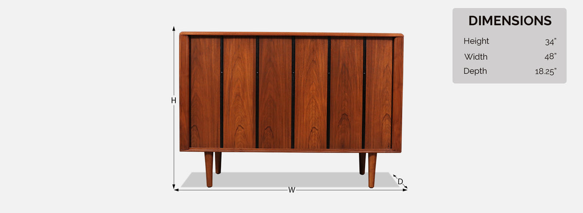 California Modern Tambour-Door Walnut Credenza by Barzilay