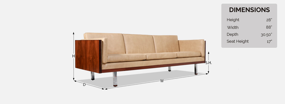 Danish Modern Rosewood & Leather Sofa by Jydsk Mobelvaerk 
