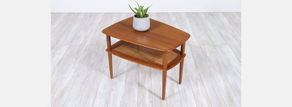 Peter Hvidt & Orla Mølgaard-Nielsen Teak & Cane Side Tables France & Søn 
