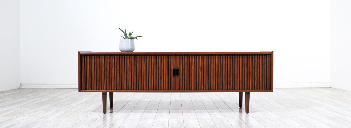 Mid-Century Modern Tambour-Door Credenza by Merton L. Gershun