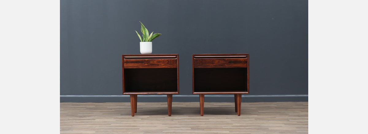 Mid-Century Rosewood Night Stands with Bookcase by Westnofa