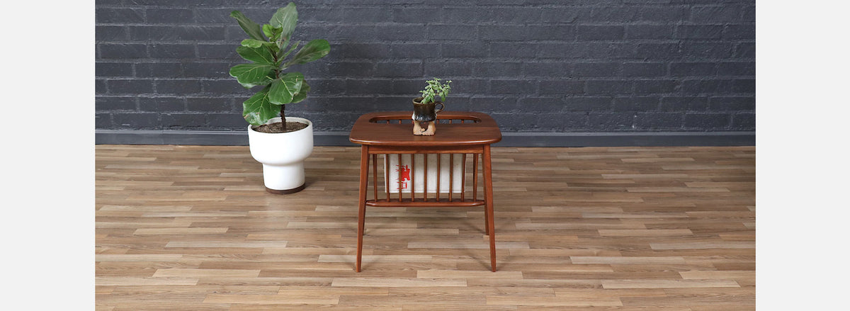 Arthur Umanoff Spindle End Table w/ Magazine Shelf