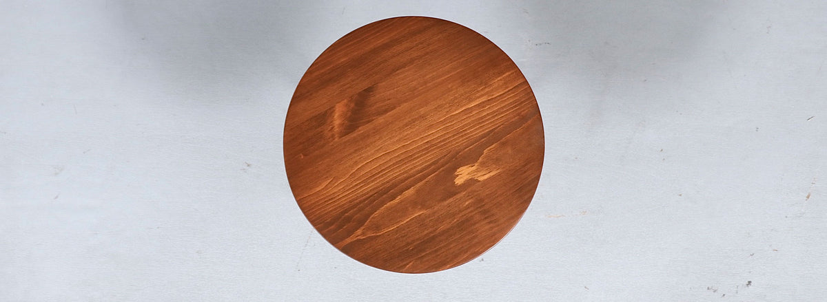 Mid-Century Modern Walnut & Brass Starburst Pedestal Side Table