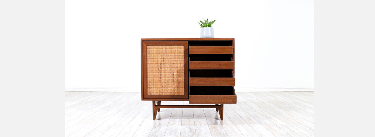 John Keal Cabinet with Cane Doors for Brown Saltman