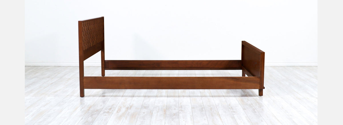 Paul Laszlo "Basket Weave" Full-Size Bed Frame for Brown Saltman