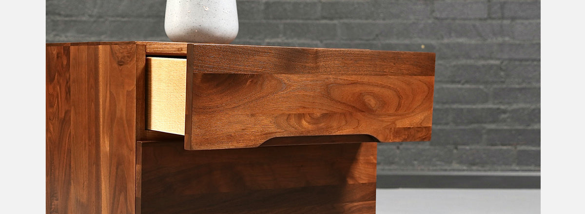Mid-Century Modern Walnut Night Stands w/ Metal Accents