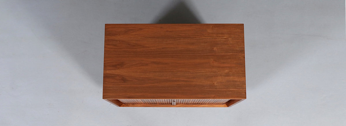 Milo Baughman Walnut Tambour Cabinet for Glenn of California