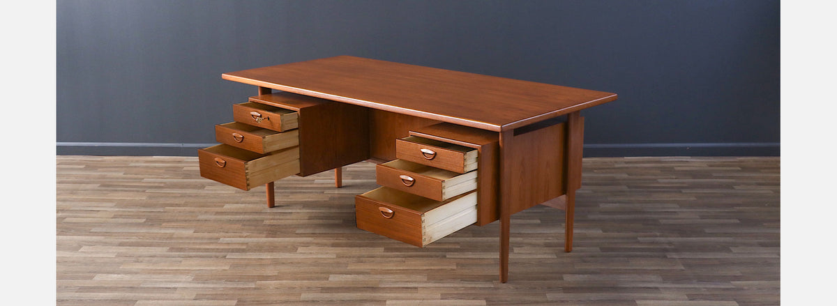 Kai Kristiansen Teak Desk with Bookcase for Feldballes Møbelfabrik